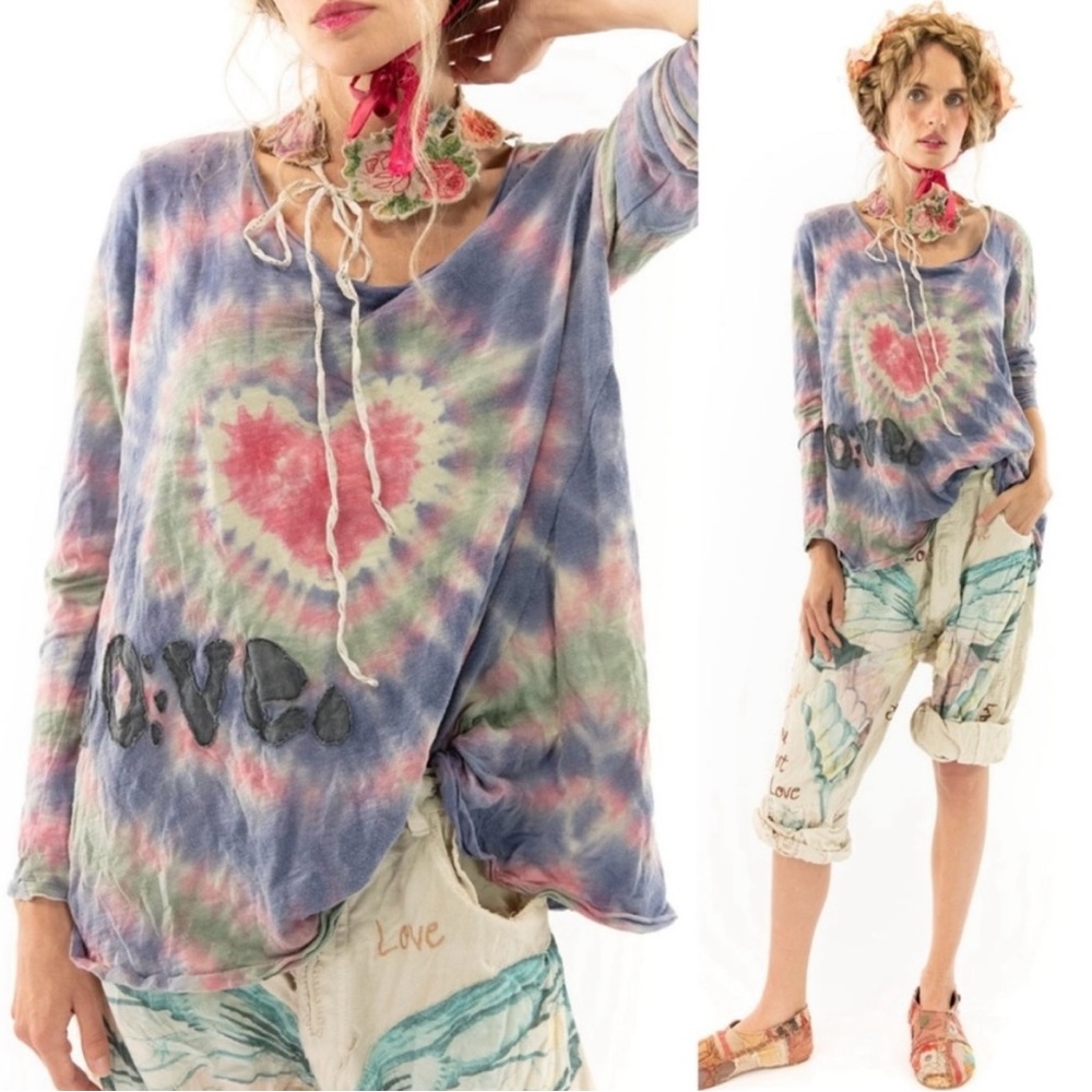 Magnolia Pearl “Love” Tie Dye Appliqué Dylan tee - Picture 2 of 8